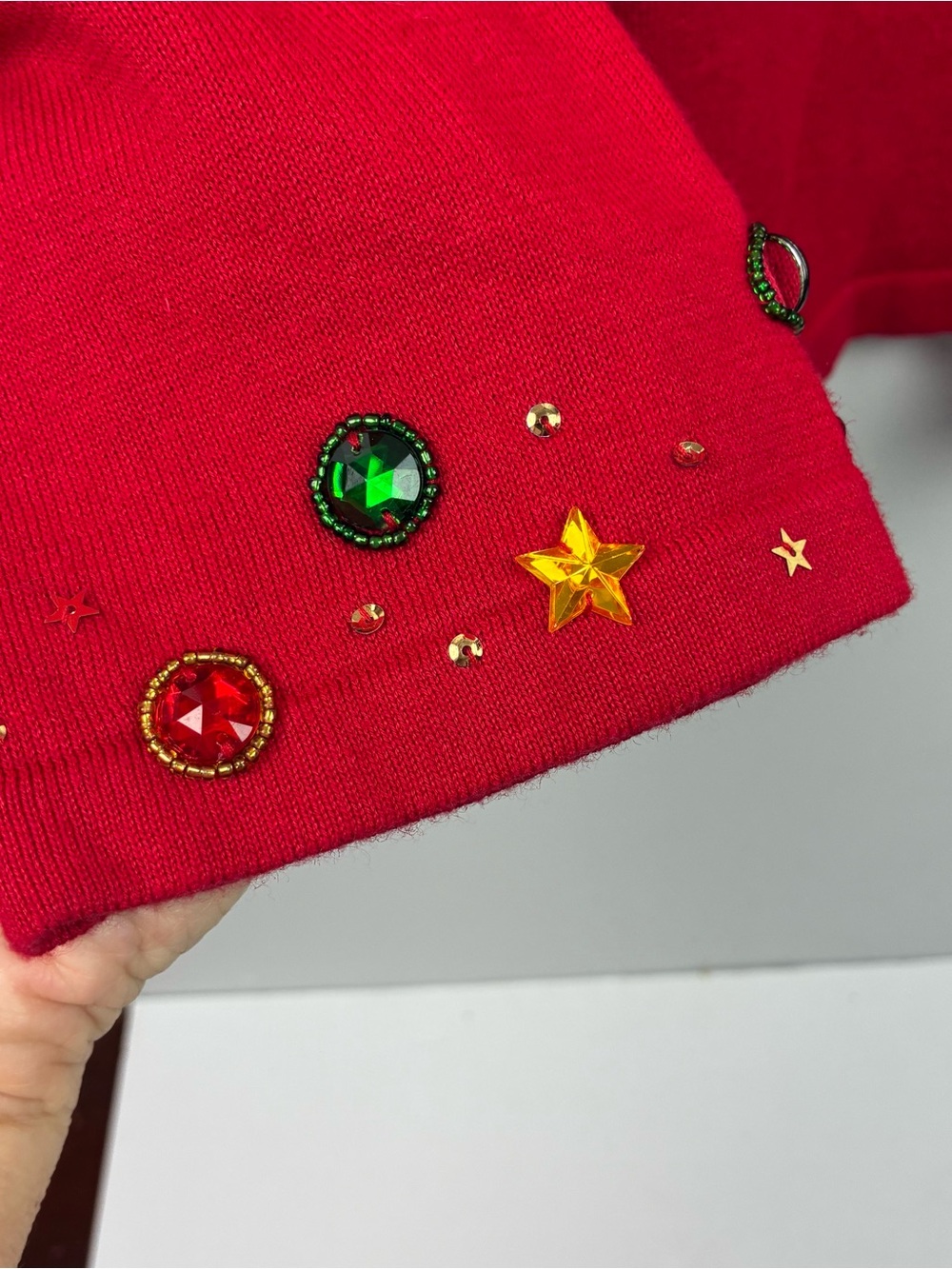 Berek Studio Red Sequined Beaded Santa Christmas Sweater - Beautiful! - Picture 6 of 8